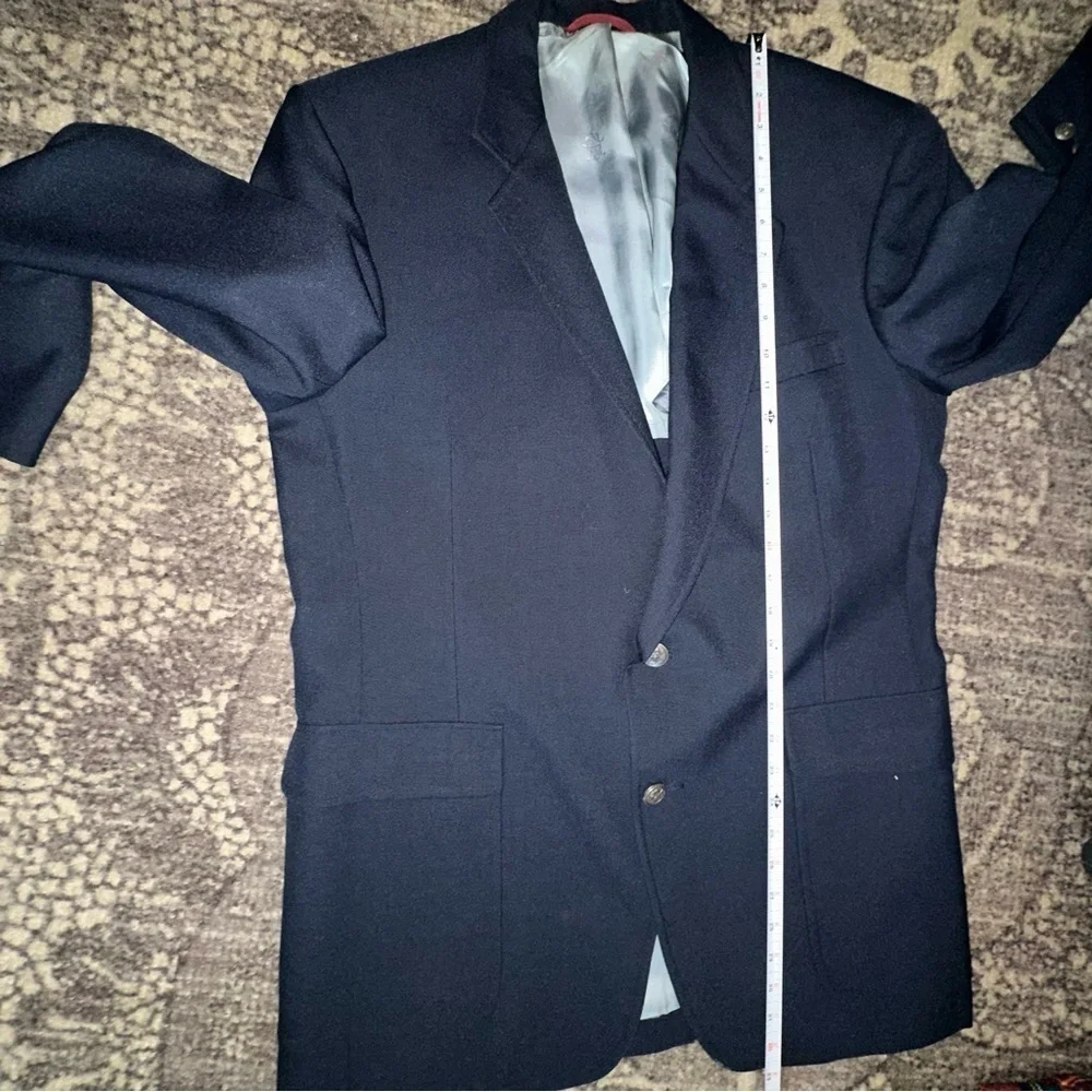 Wallach’s Hart Schaffner Marx Vintage 42L Navy Blue Textured Sports Coat Blazer